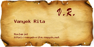 Vanyek Rita névjegykártya